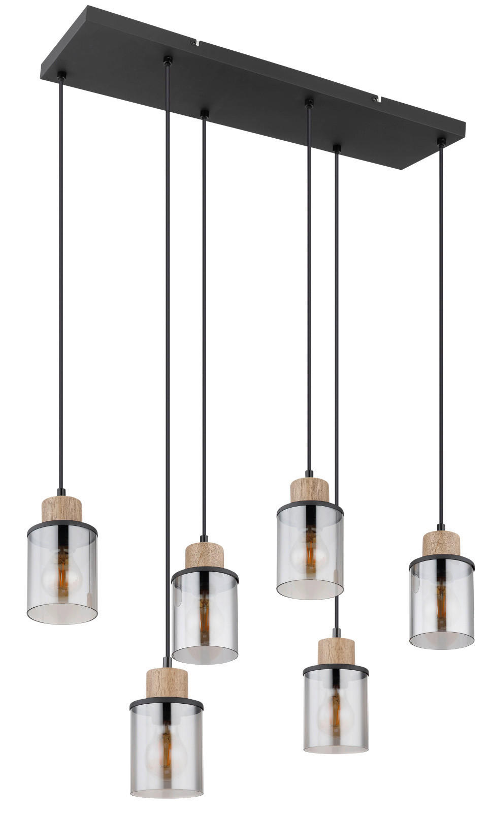 HÄNGELEUCHTE 62/18/120 cm  - Dunkelbraun/Schwarz, Design, Glas/Holz (62/18/120cm) - Globo