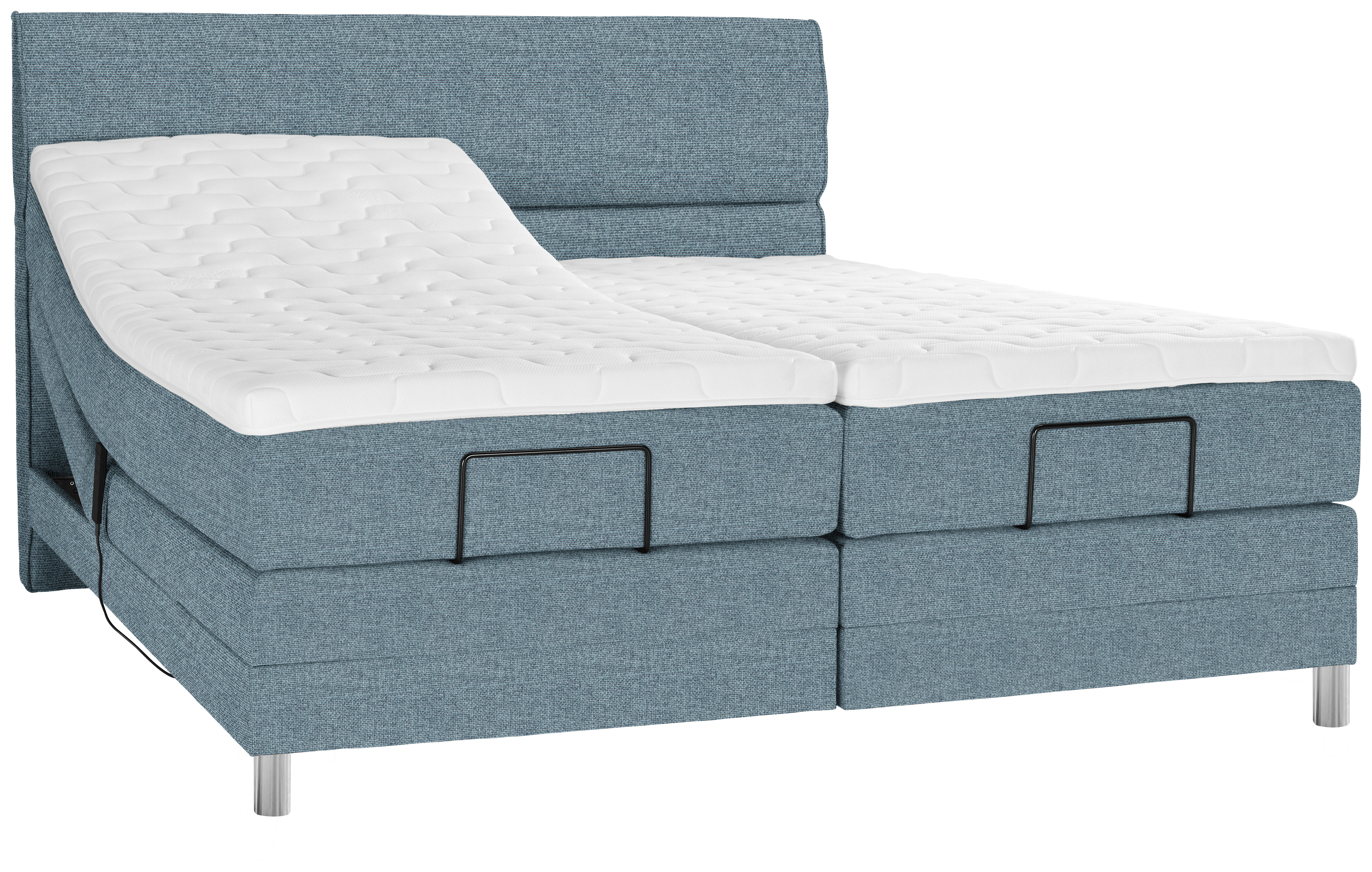 BOXSPRINGBETT 180/200 cm  in Blau  - Chromfarben/Blau, KONVENTIONELL, Kunststoff/Textil (180/200cm) - Voleo