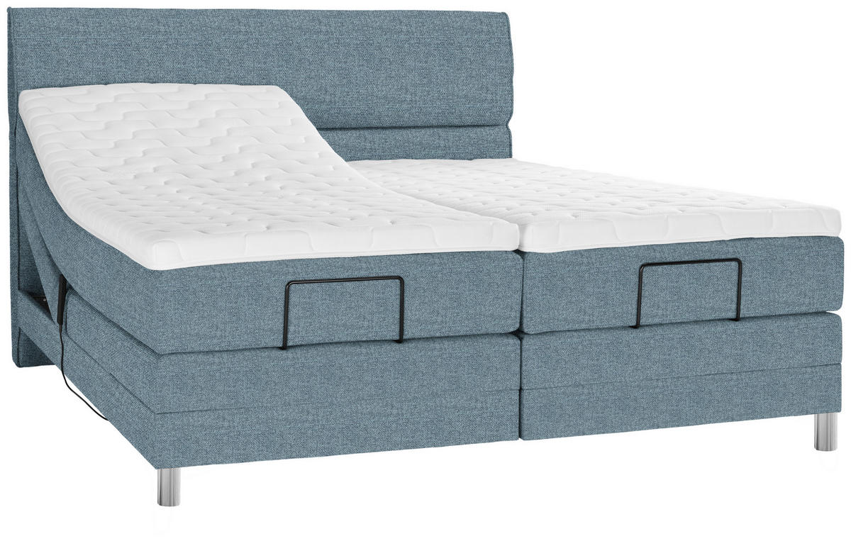 BOXSPRINGBETT 180/200 cm  in Blau  - Chromfarben/Blau, Konventionell, Kunststoff/Textil (180/200cm) - Voleo