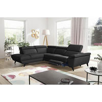 ECKSOFA DALLAS in Echtleder Schwarz  228/283 cm  - Schwarz, Design, Leder/Metall (228/283cm) - Livetastic