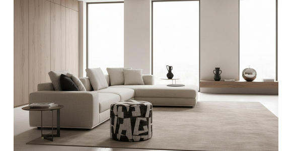 HOCKER Jacquard Weiß, Dunkelgrau  - Dunkelgrau/Weiß, LIFESTYLE, Textil (45/40/45cm) - Xora