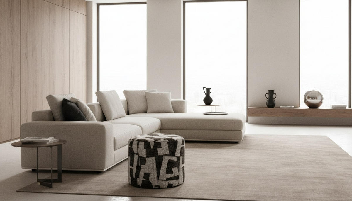 HOCKER Jacquard Weiß, Dunkelgrau  - Dunkelgrau/Weiß, LIFESTYLE, Textil (45/40/45cm) - Xora