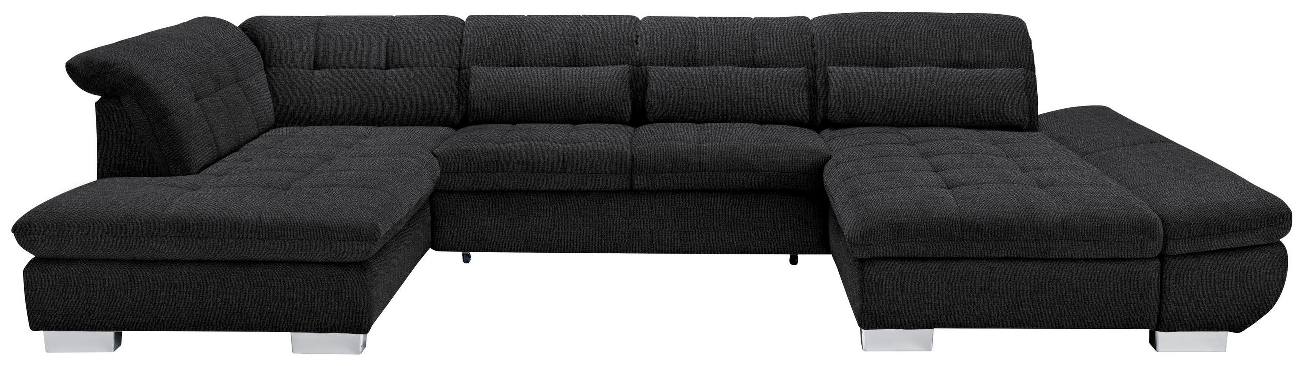 WOHNLANDSCHAFT in Mikrofaser Graphitfarben  - Chromfarben/Graphitfarben, Design, Kunststoff/Textil (211/350/204cm) - Xora