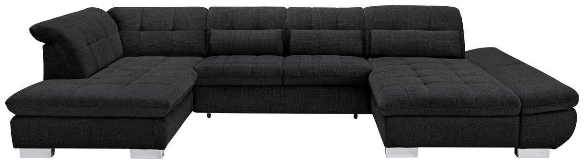 WOHNLANDSCHAFT in Mikrofaser Graphitfarben  - Chromfarben/Graphitfarben, Design, Kunststoff/Textil (211/350/204cm) - Xora