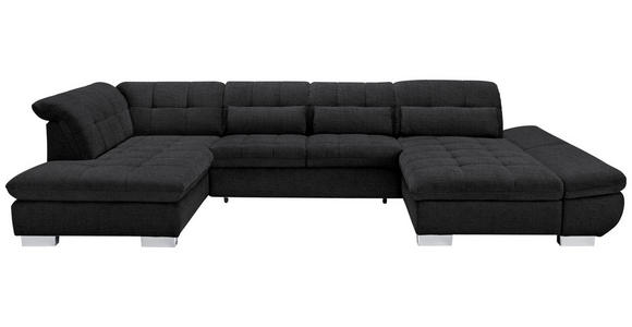 WOHNLANDSCHAFT  in Mikrofaser Graphitfarben  - Chromfarben/Graphitfarben, Design, Kunststoff/Textil (211/350/204cm) - Xora