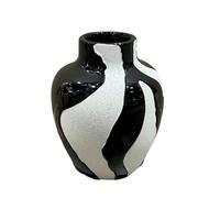 VÁZA, keramika, 22 cm - bílá/černá, Trend, keramika (18/22cm) - Ambia Home