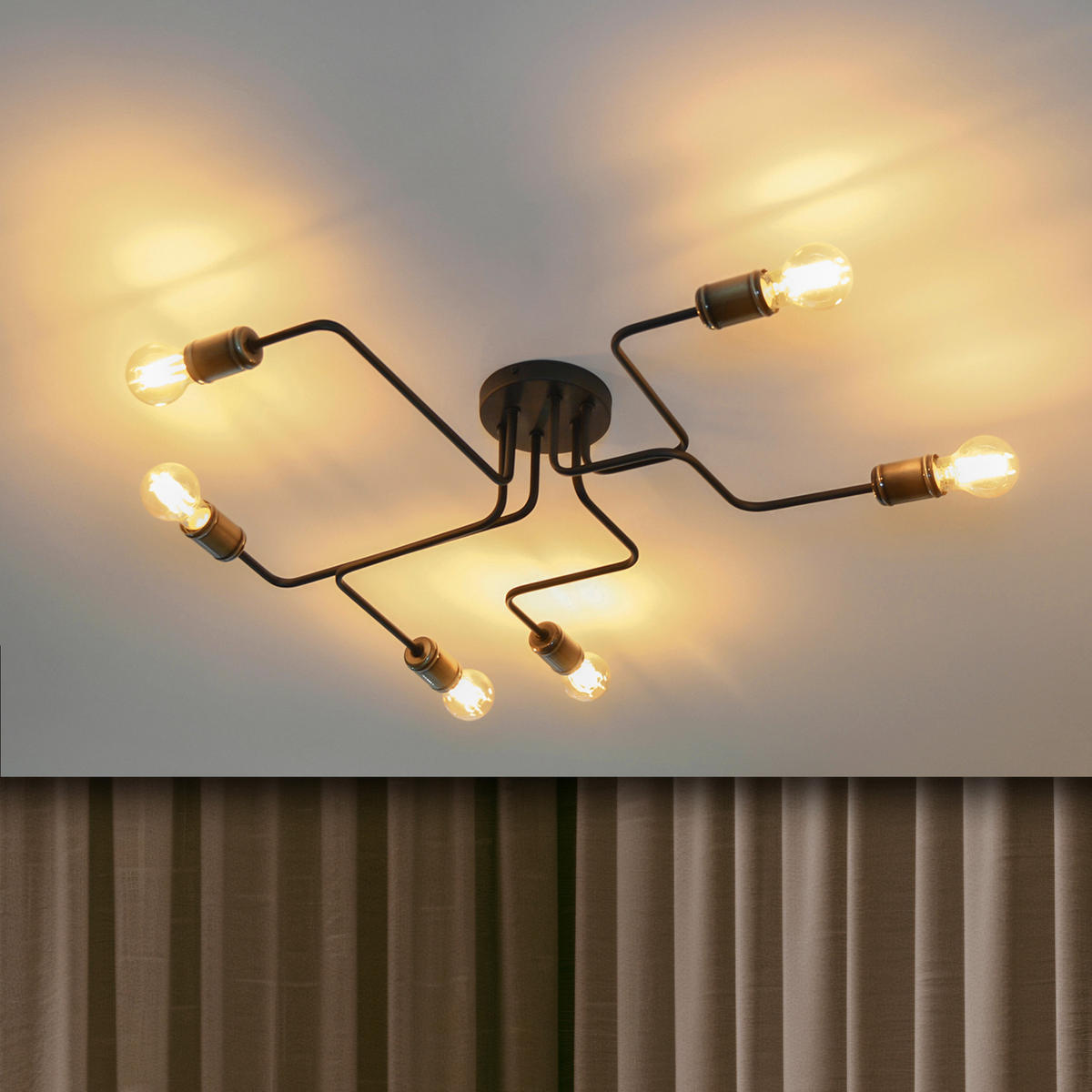 DECKENLEUCHTE    75/75/15 cm  - Messingfarben/Schwarz, KONVENTIONELL, Metall (75/75/15cm)