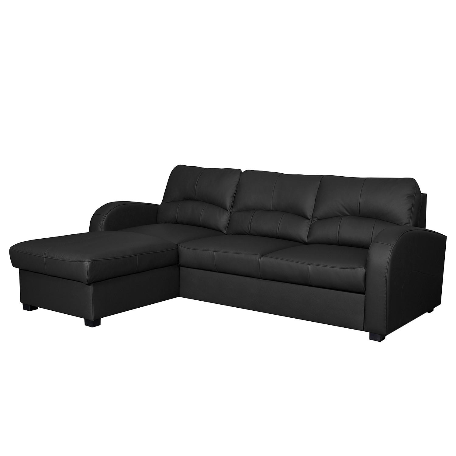 ECKSOFA  Lederlook Schwarz  - Schwarz, Design, Kunststoff/Textil (168/227cm) - Livetastic