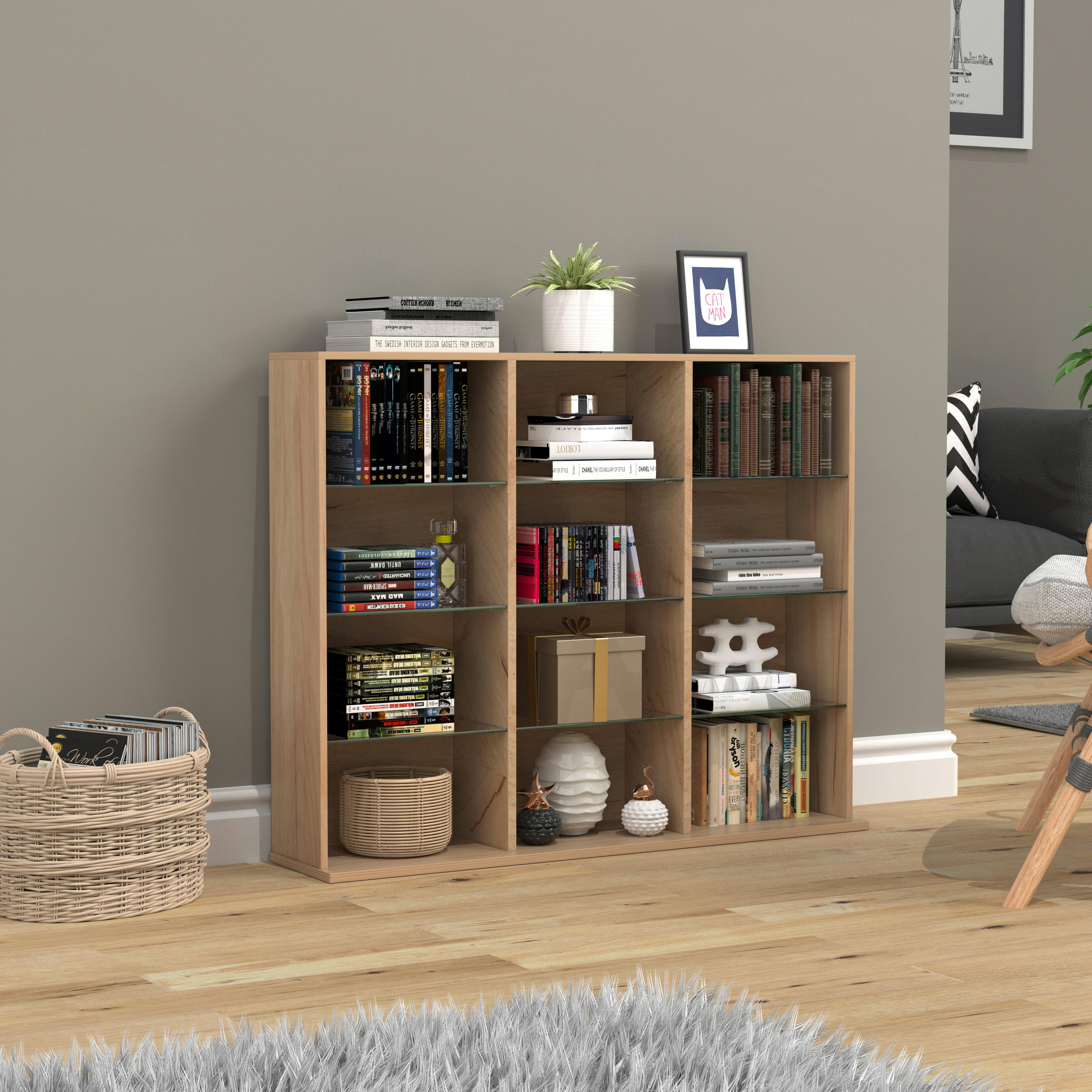 REGAL Honigeiche  - Honigeiche, Design, Glas/Holzwerkstoff (102/82/23cm) - MID.YOU