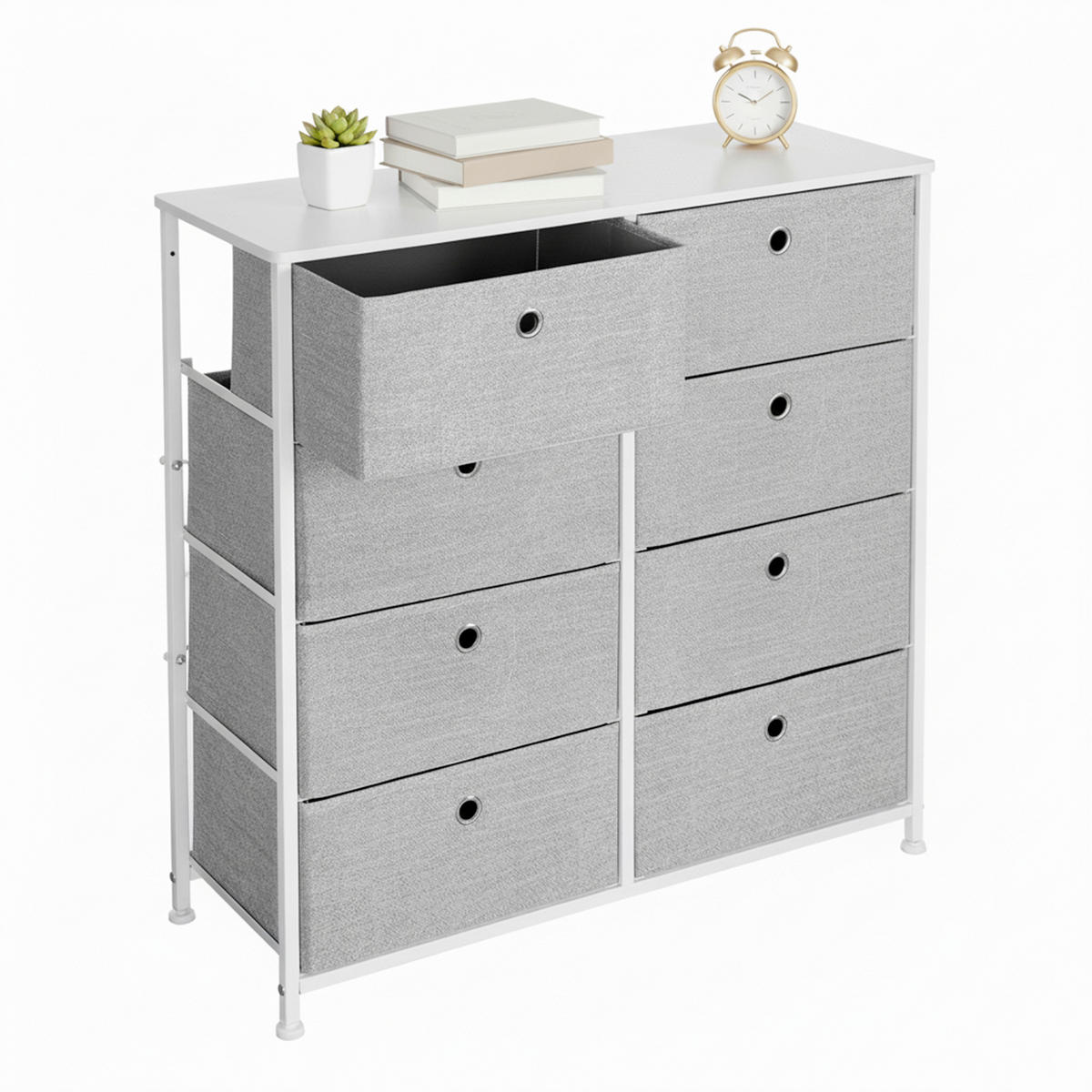 KOMMODE , 80/81,5/30 cm, 8 Schublade(n)  - Hellgrau/Weiß, Trend, Holzwerkstoff/Kunststoff (80/81,5/30cm) - Boxxx