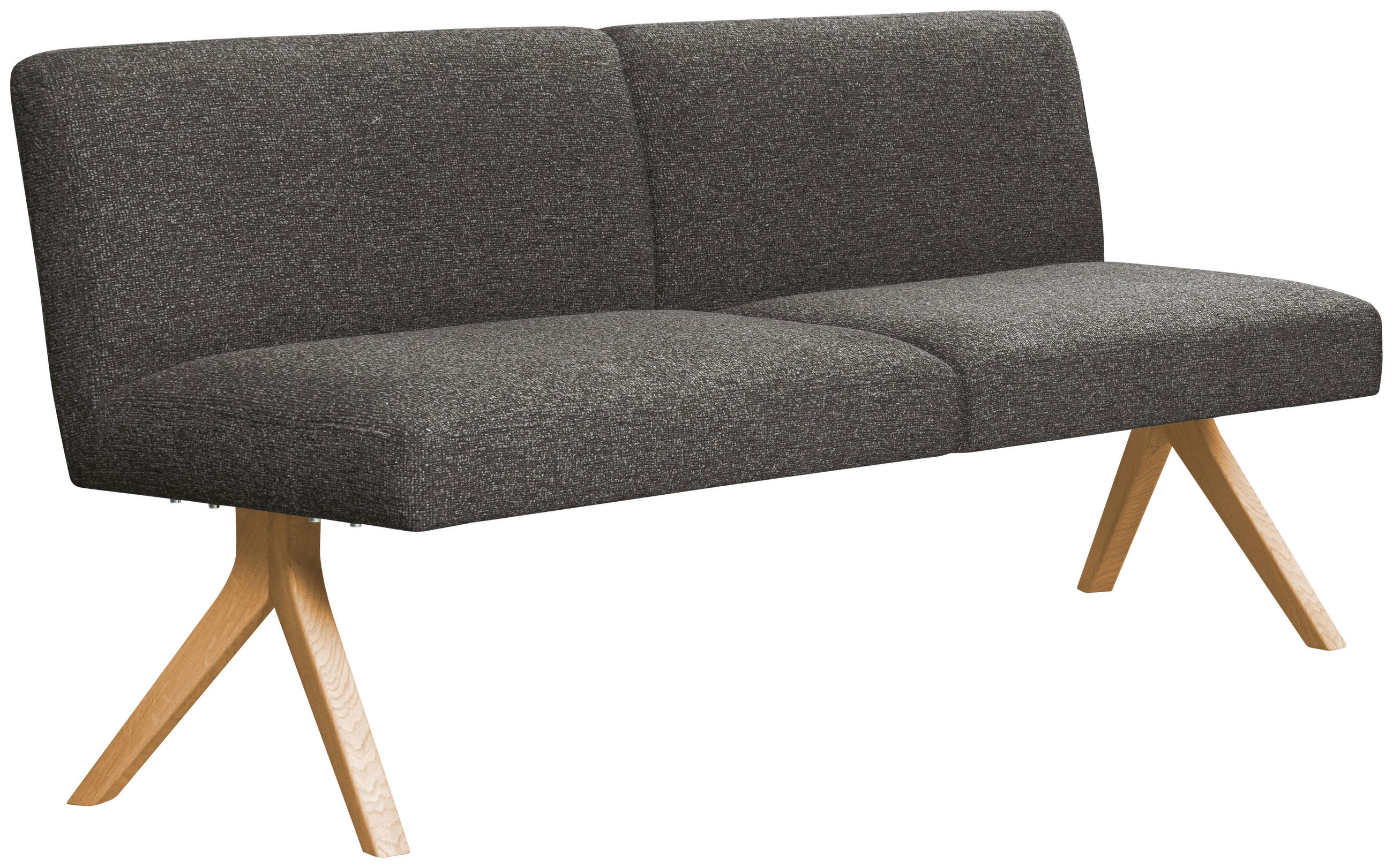 SITZBANK 160/85/69 cm Webstoff Dunkelgrau Eiche vollmassiv  - Eichefarben/Dunkelgrau, KONVENTIONELL, Holz/Textil (160/85/69cm) - Linea Natura