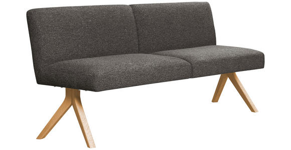 SITZBANK 160/85/69 cm Webstoff Dunkelgrau Eiche vollmassiv  - Eichefarben/Dunkelgrau, KONVENTIONELL, Holz/Textil (160/85/69cm) - Linea Natura