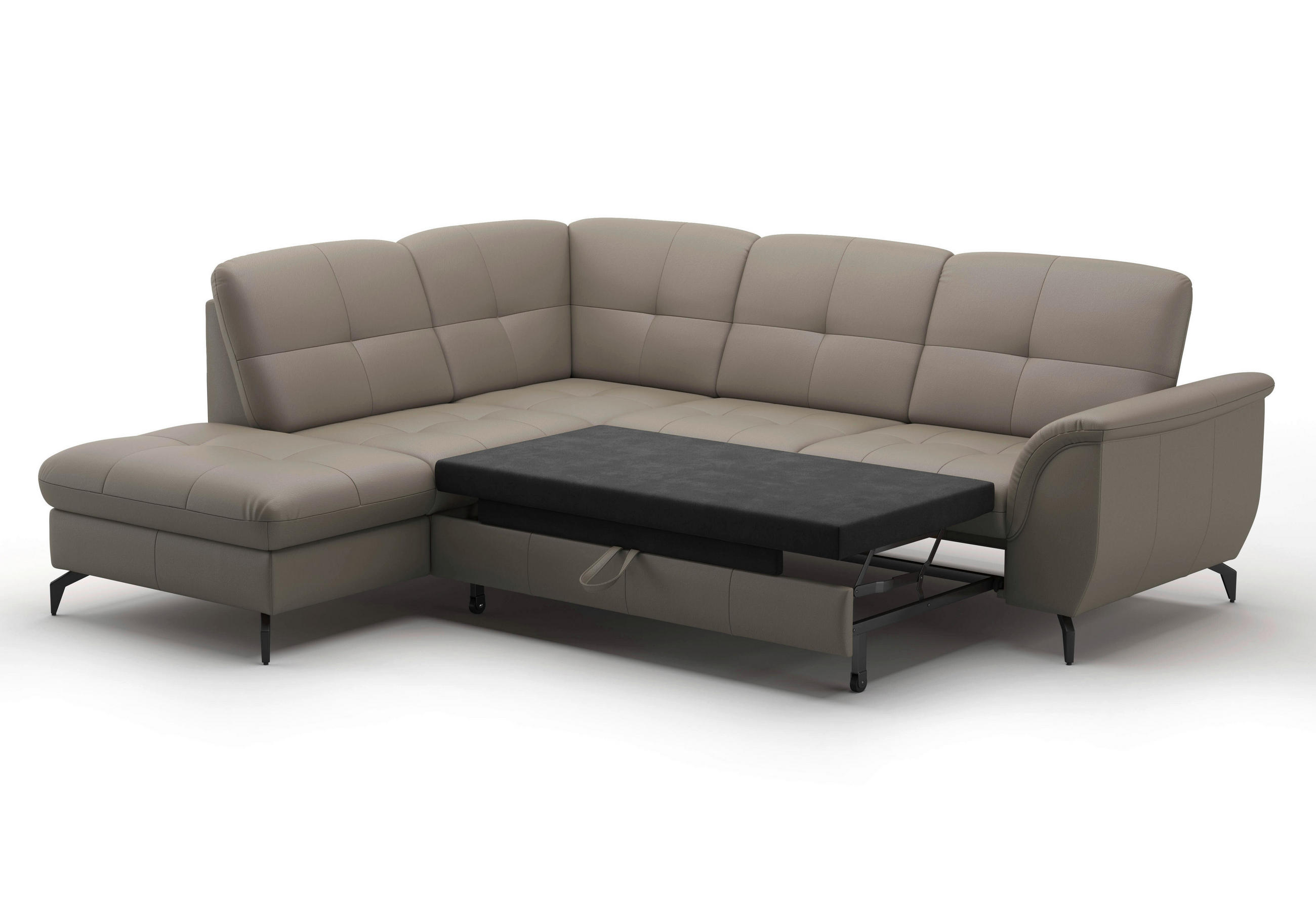 ECKSOFA in Vliesstoff Kombination Echtleder/Stoff Grau  - Schwarz/Grau, Modern, Leder/Textil (212/244cm) - Sit & More