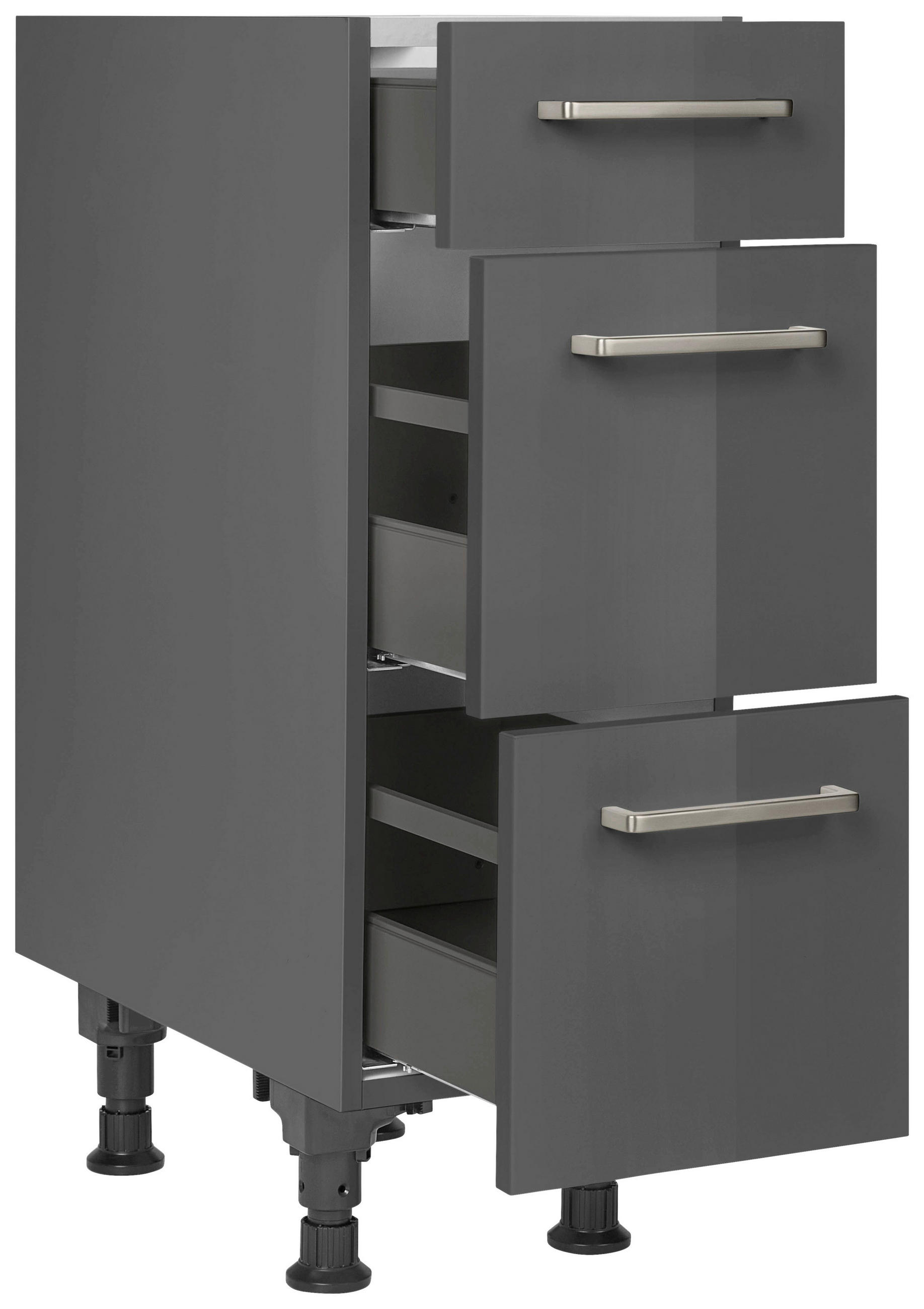SCHUBKASTENUNTERSCHRANK 30/87/56 cm in Schieferfarben - Schieferfarben/Edelstahlfarben, MODERN, Holzwerkstoff/Metall (30/87/56cm) - Nobilia