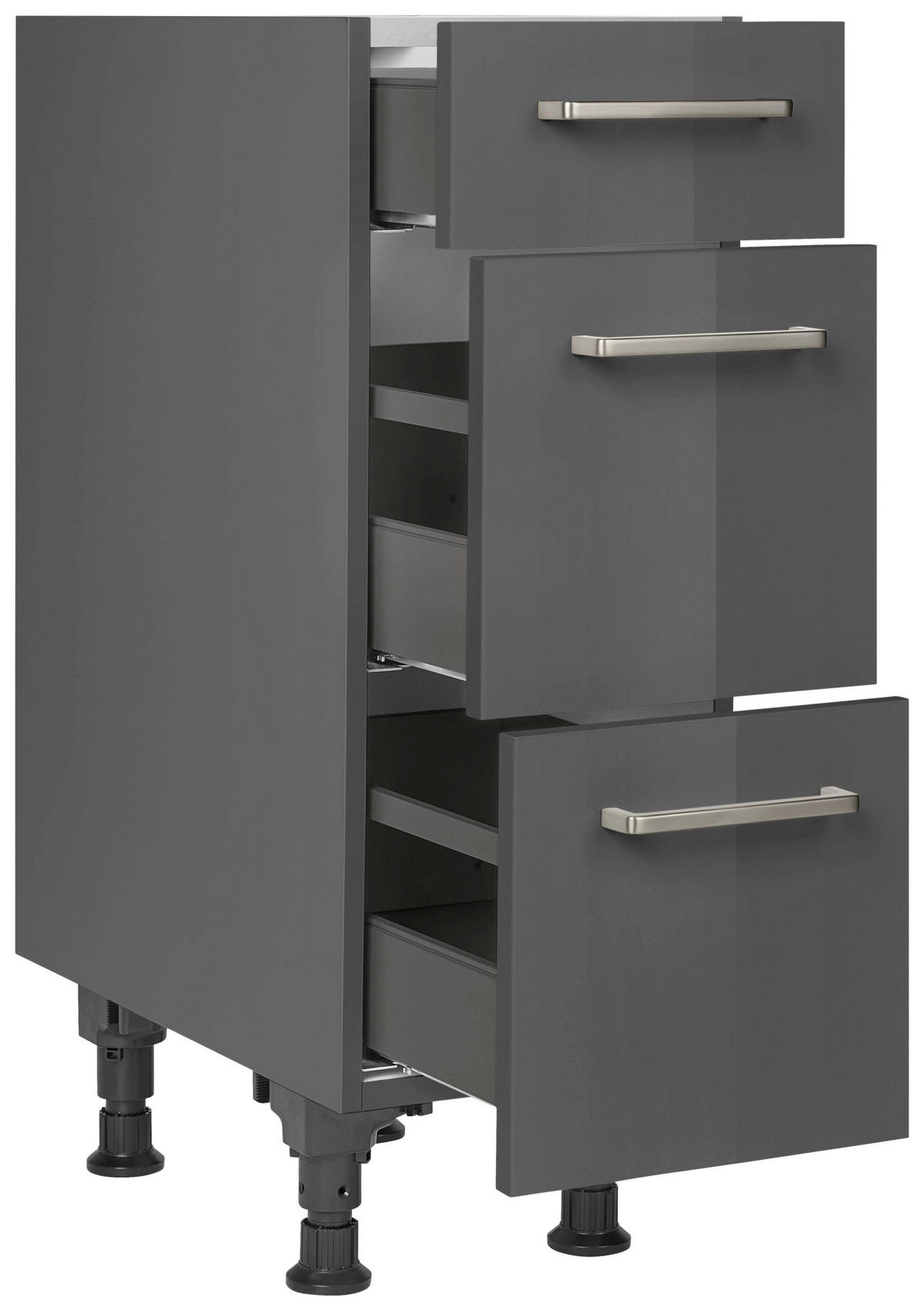 SCHUBKASTENUNTERSCHRANK 30/87/56 cm  in Schieferfarben  - Schieferfarben/Edelstahlfarben, MODERN, Holzwerkstoff/Metall (30/87/56cm) - Nobilia