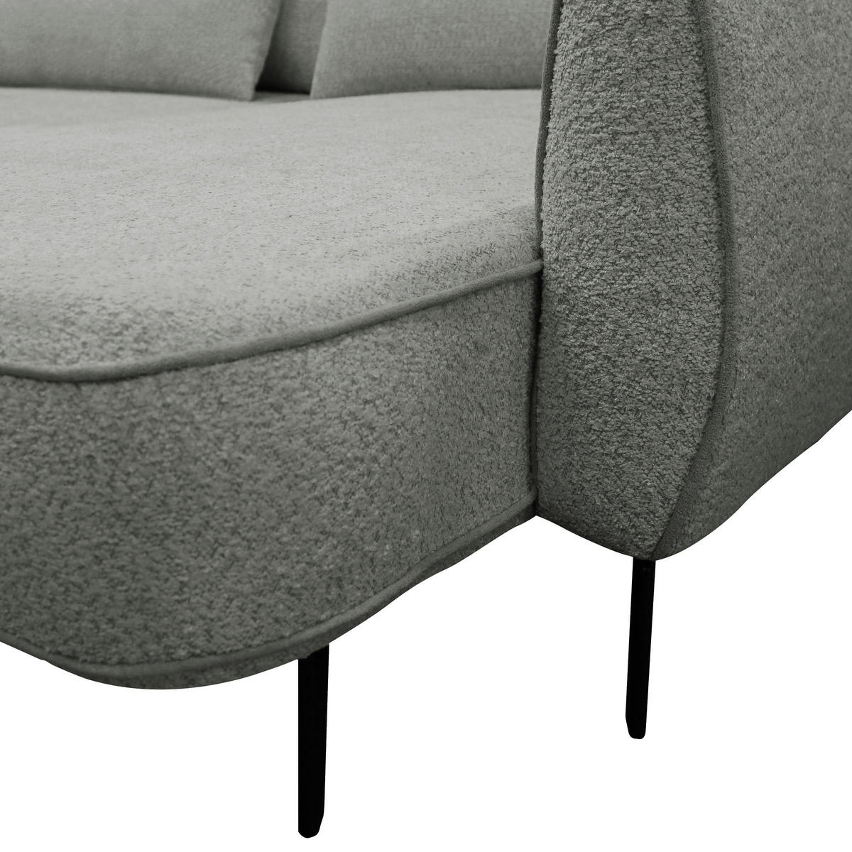 ECKSOFA in Bouclé Grau  - Creme/Schwarz, Design, Textil/Metall (273/204cm) - MID.YOU