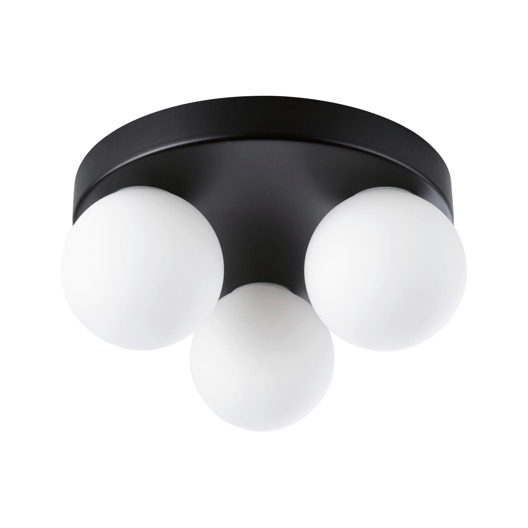 BADEZIMMER-DECKENLEUCHTE Gove   - Schwarz/Weiß, Basics, Glas/Metall (22,0/10,0cm) - Paulmann
