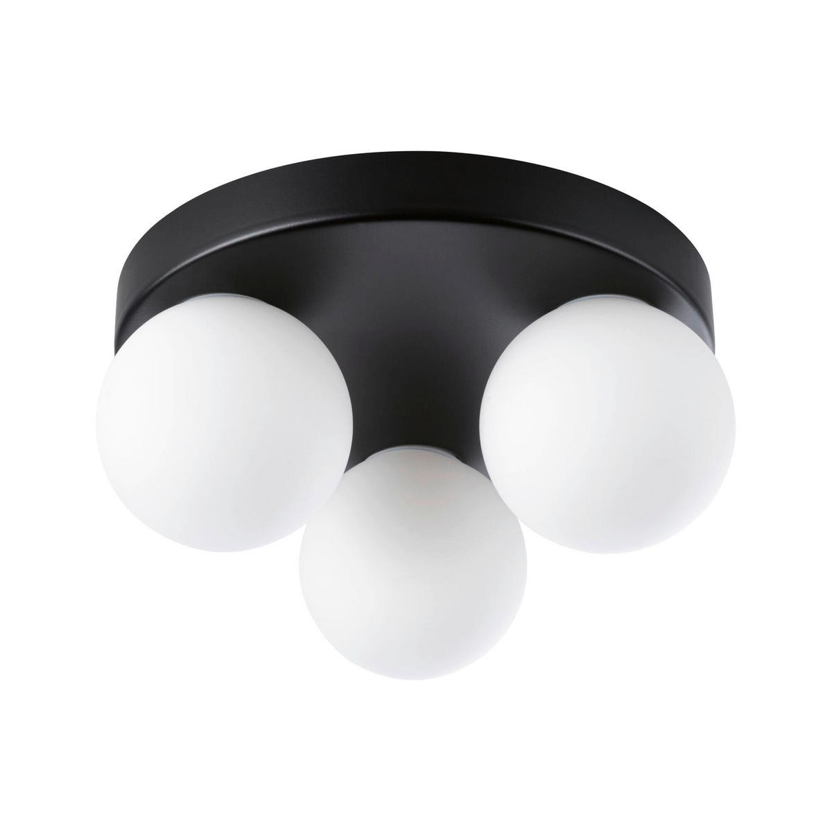 BADEZIMMER-DECKENLEUCHTE Gove   - Schwarz/Weiß, Basics, Glas/Metall (22,0/10,0cm) - Paulmann