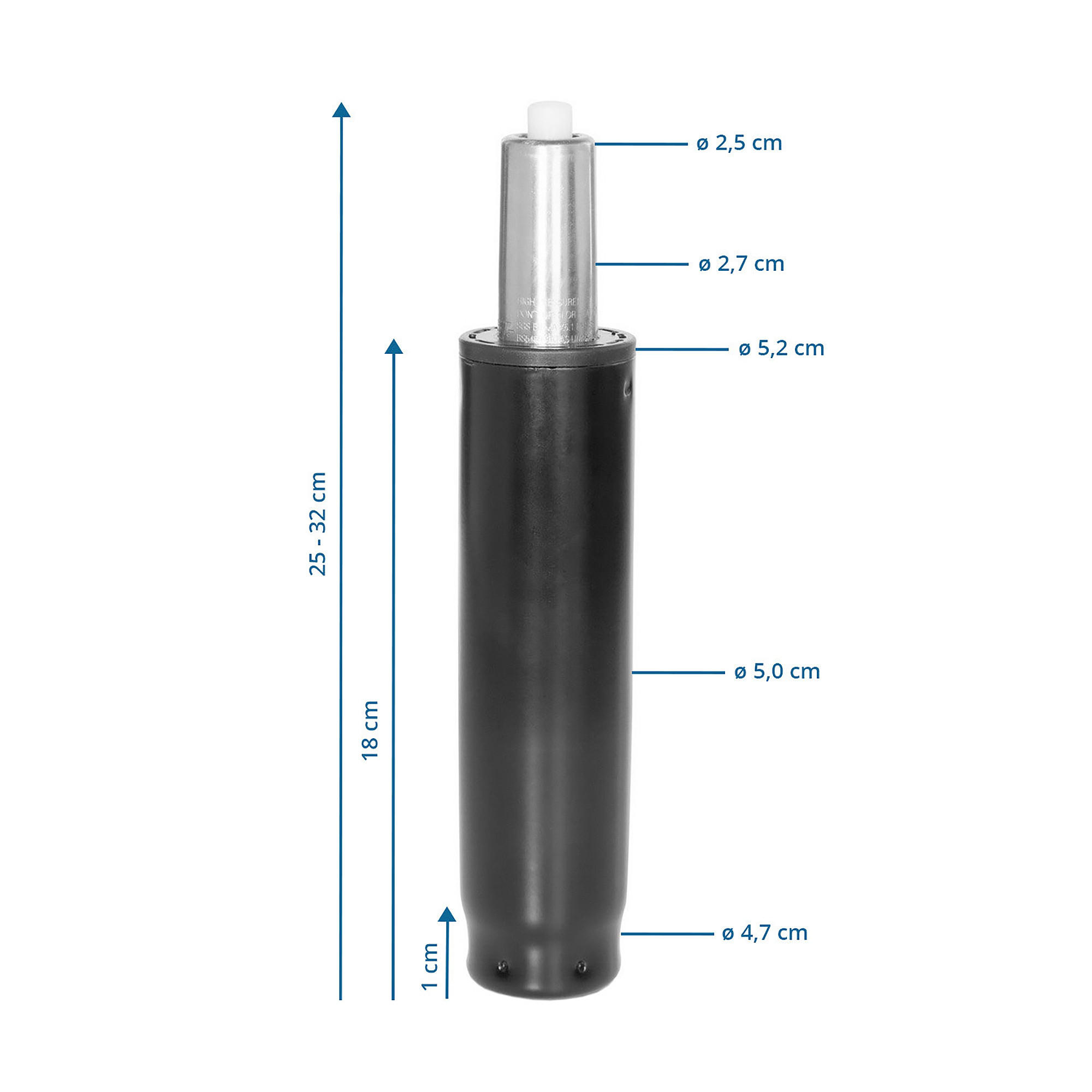 Gasdruckfeder 5,2/25-32/5,2 cm  - Schwarz, Basics, Metall (5,2/25-32/5,2cm) - MID.YOU