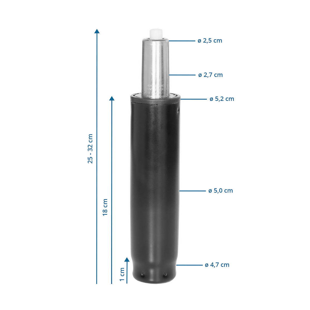 Gasdruckfeder  Schwarz  - Schwarz, Basics, Metall (5,2/25-32/5,2cm) - MID.YOU