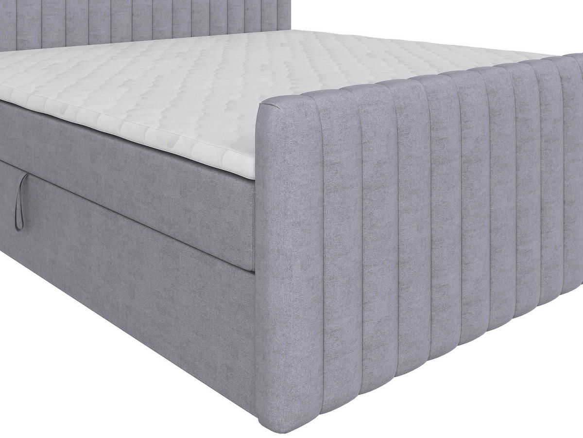 BOXBETT 180/200 cm,  in Silberfarben, gepolstertes Kopfteil, Bettkasten, Topper, Matratzen, H3 + H3 = fest  - Silberfarben/Schwarz, Basics, Kunststoff/Textil (180/200cm) - Chameo