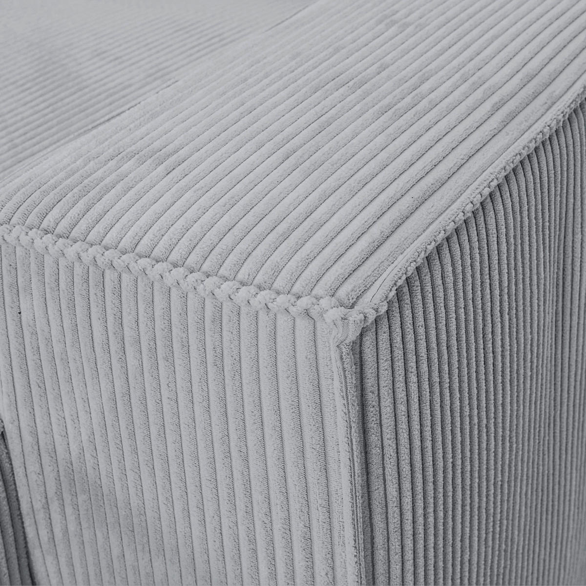 WOHNLANDSCHAFT Hellgrau Cord  - Hellgrau/Schwarz, KONVENTIONELL, Kunststoff/Textil (155/348/155cm) - Carryhome