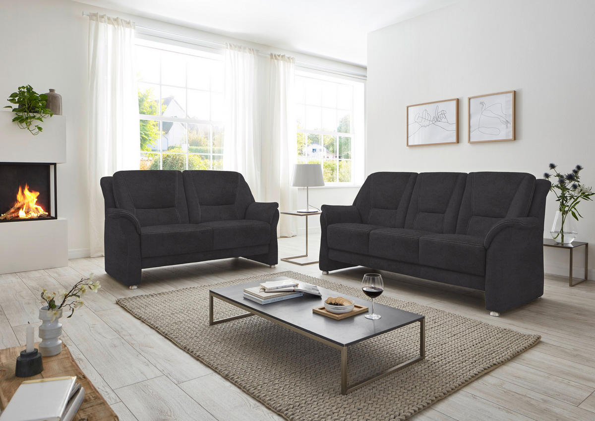 2,5-SITZER in Mikrofaser Anthrazit  - Anthrazit/Beige, Konventionell, Textil/Metall (172/100/89cm) - Beldomo Comfort
