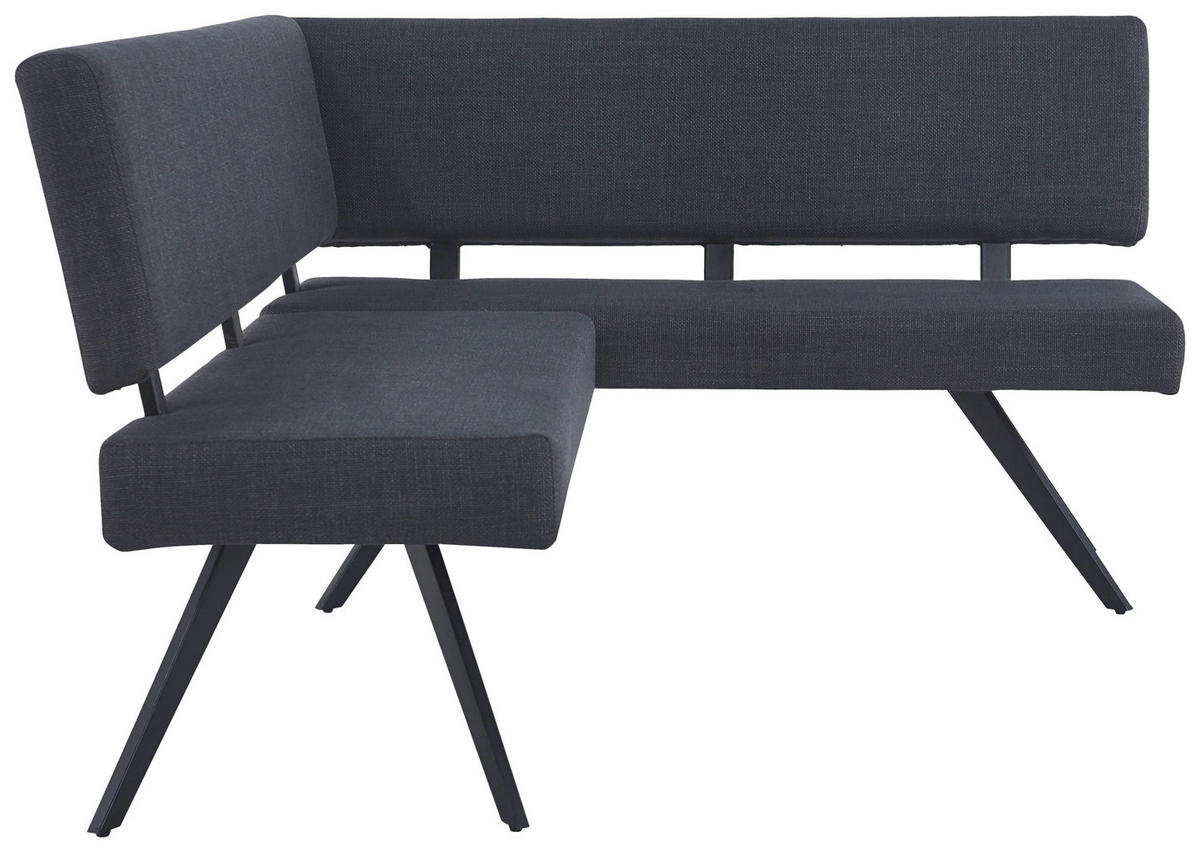 ECKBANK 190/150 cm Leinenoptik Dunkelgrau   - Dunkelgrau/Schwarz, KONVENTIONELL, Textil/Metall (190/150cm) - MID.YOU