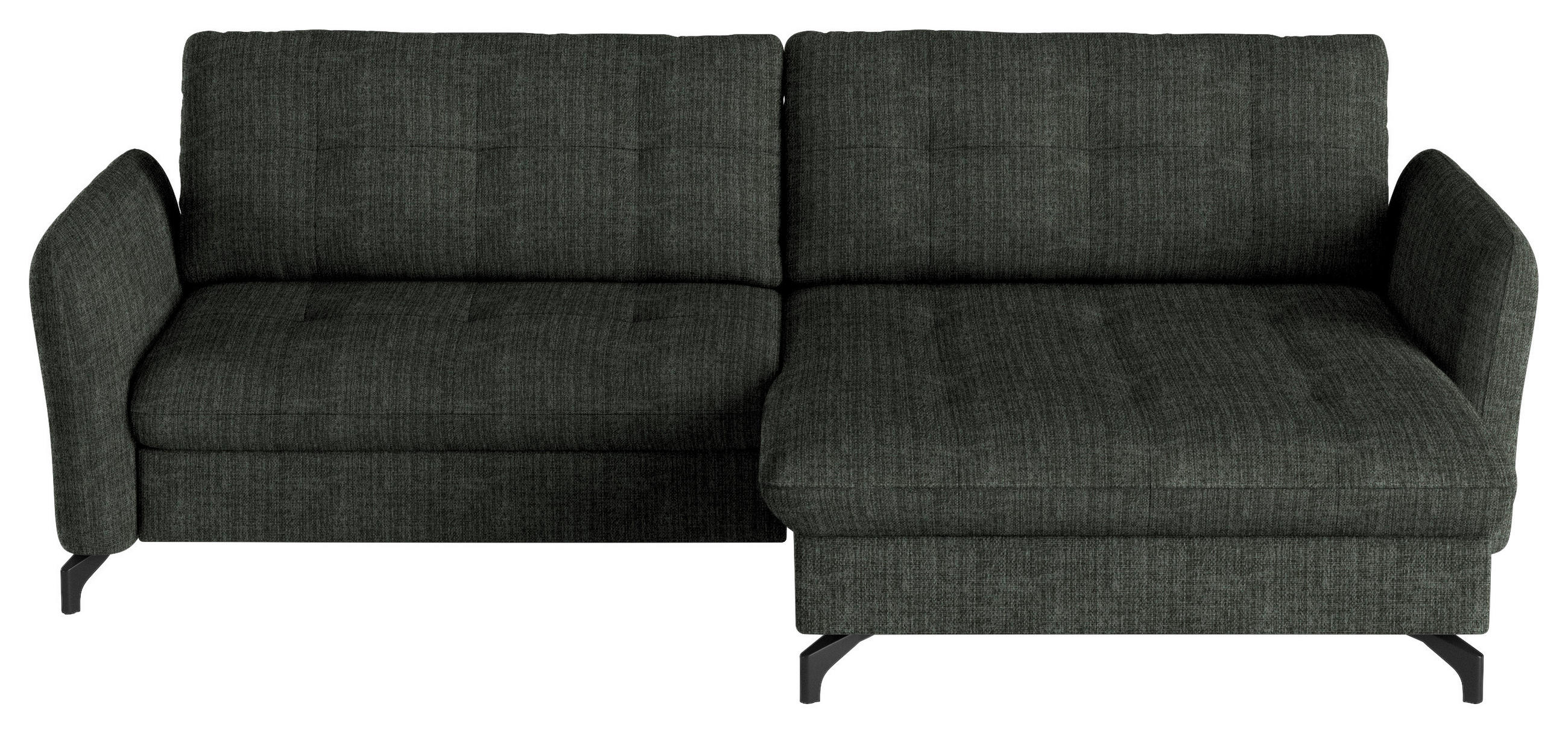ECKSOFA in Flachgewebe, Leinenoptik Dunkelgrün  - Dunkelgrün/Schwarz, Design, Textil/Metall (242/170cm) - Xora