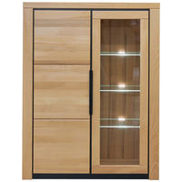 VITRINE in massiv Buche Buchefarben  - Buchefarben/Schwarz, Design, Glas/Holz (108,4/141/40cm) - Livetastic