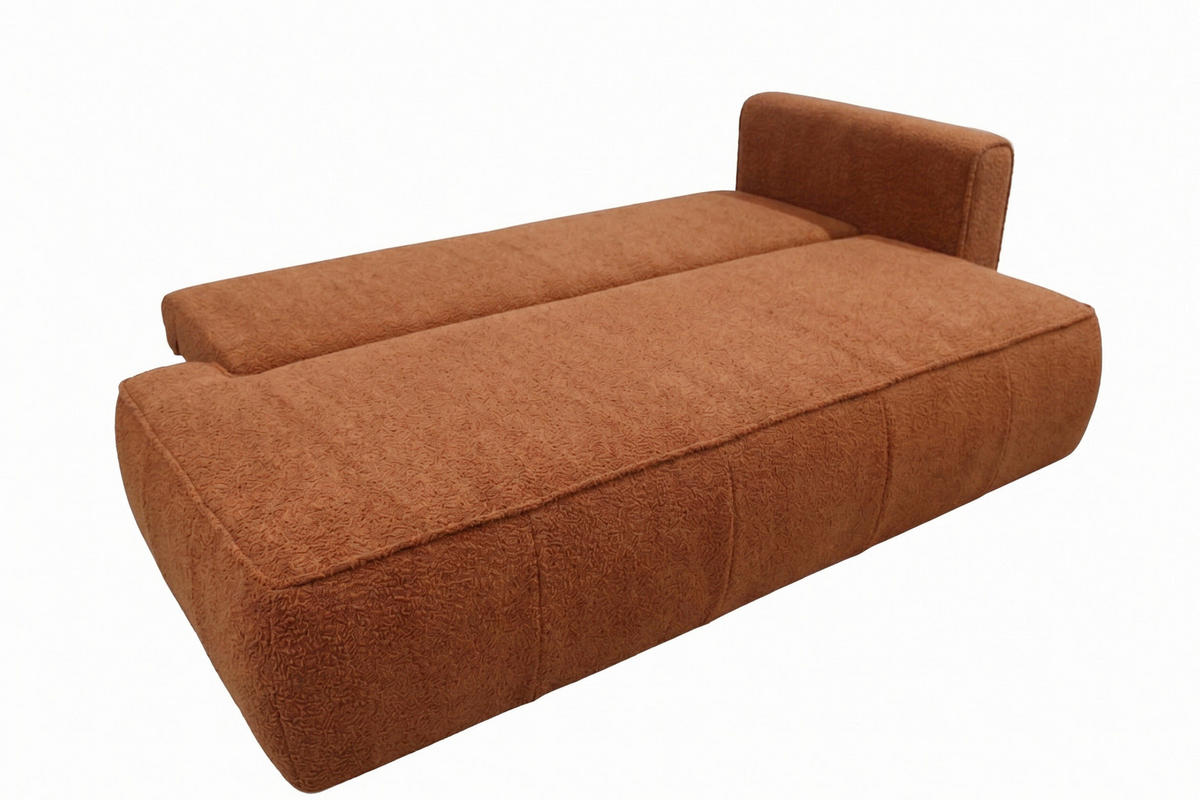 RÉCAMIERE HEVIA in Bouclé Rostfarben  inkl.  - Rostfarben/Schwarz, Design, Kunststoff/Textil (235/97/98cm) - MID.YOU