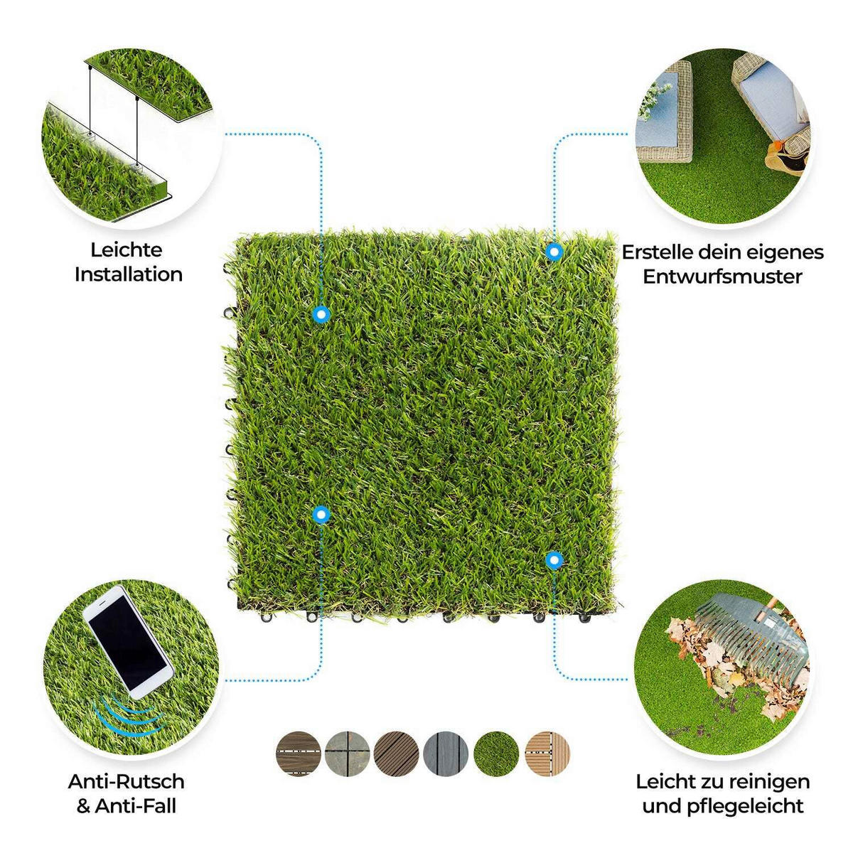TERRASSENFLIESE Grün  - Grün, Basics, Kunststoff (30/30cm) - Floordirekt