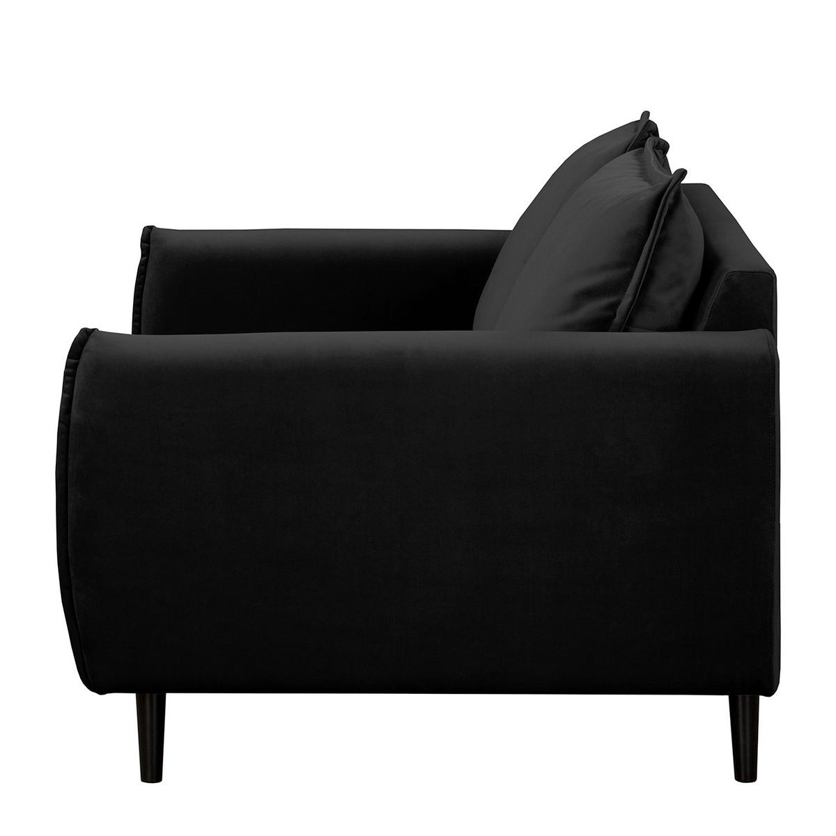 2-SITZER-SOFA JULI Samt Schwarz  - Schwarz, Design, Holz/Textil (138/86/100cm) - P & B