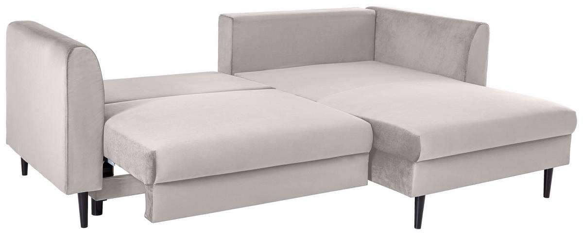 ECKSOFA in Velours Creme  235/165 cm  - Creme/Schwarz, Design, Holz/Textil (235/165cm) - Ti'me