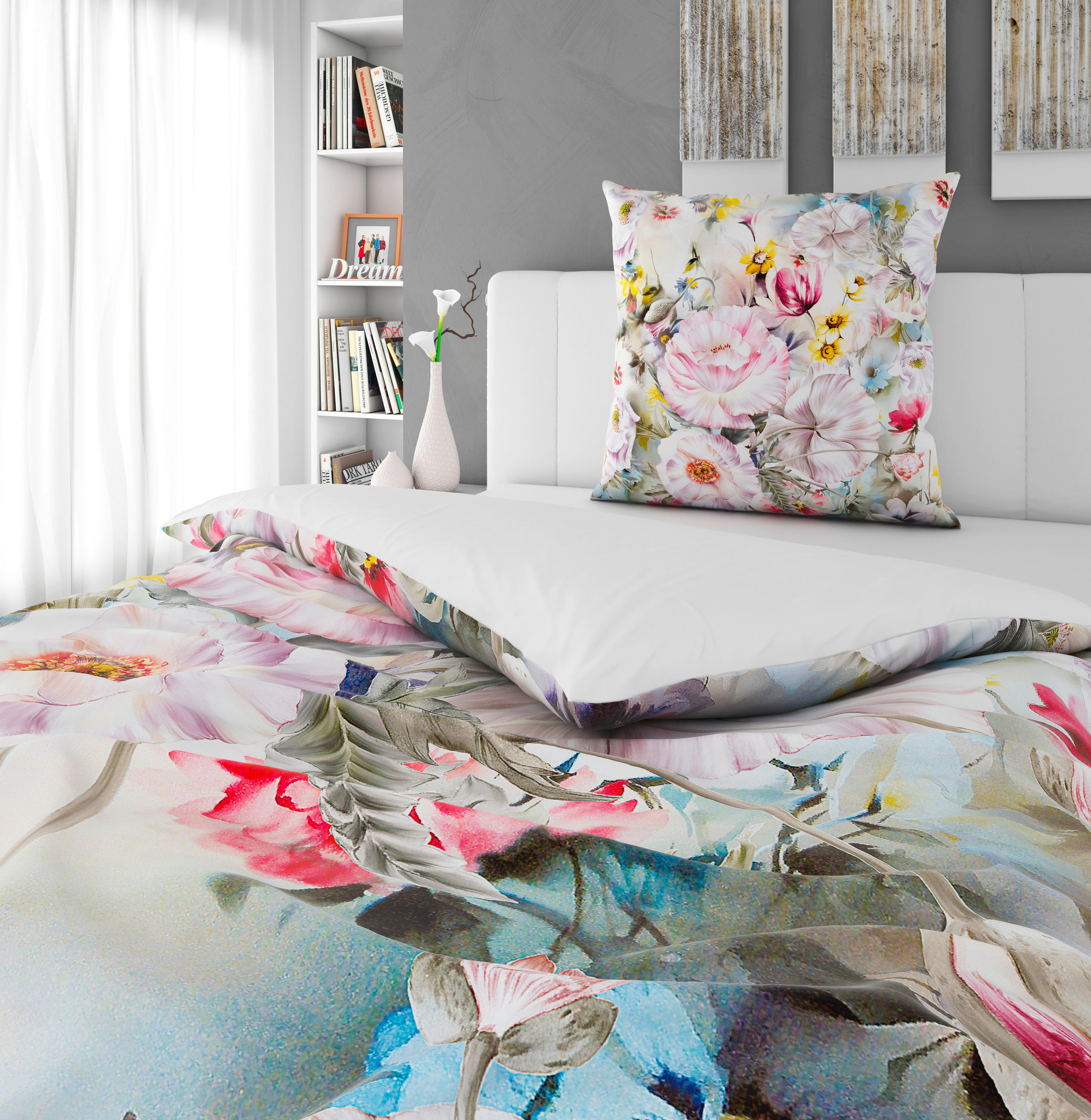 Thumbnail - Esposa Wendebettwäsche, Weiß, Textil, Floral, 135x200 cm, ISO 9001, Oeko-Tex® Standard 100, hautfreundlich, weiche und a...