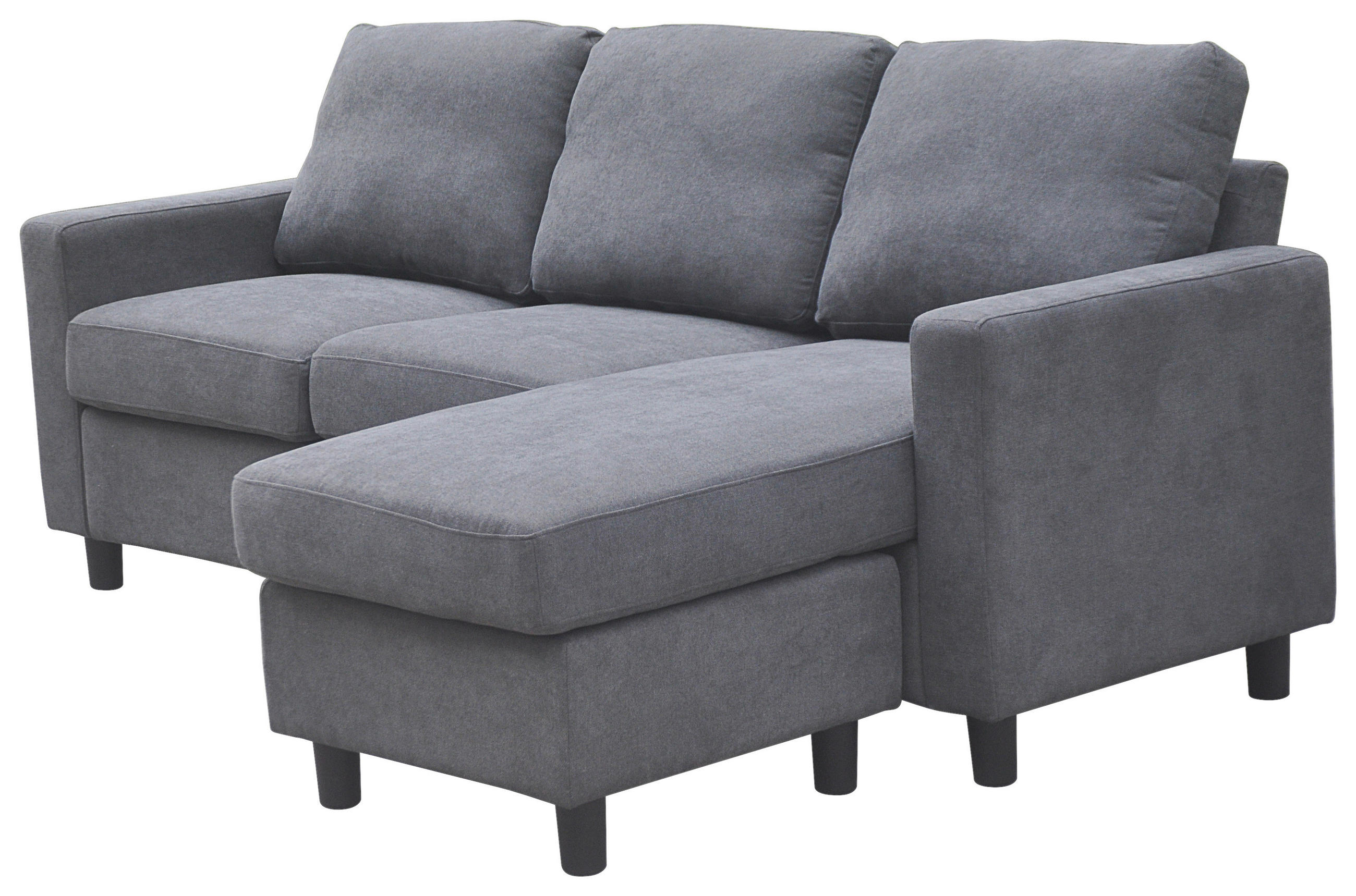ECKSOFA in Plüsch Grau  - Schwarz/Grau, Design, Holz/Kunststoff (198/135cm) - Ti'me