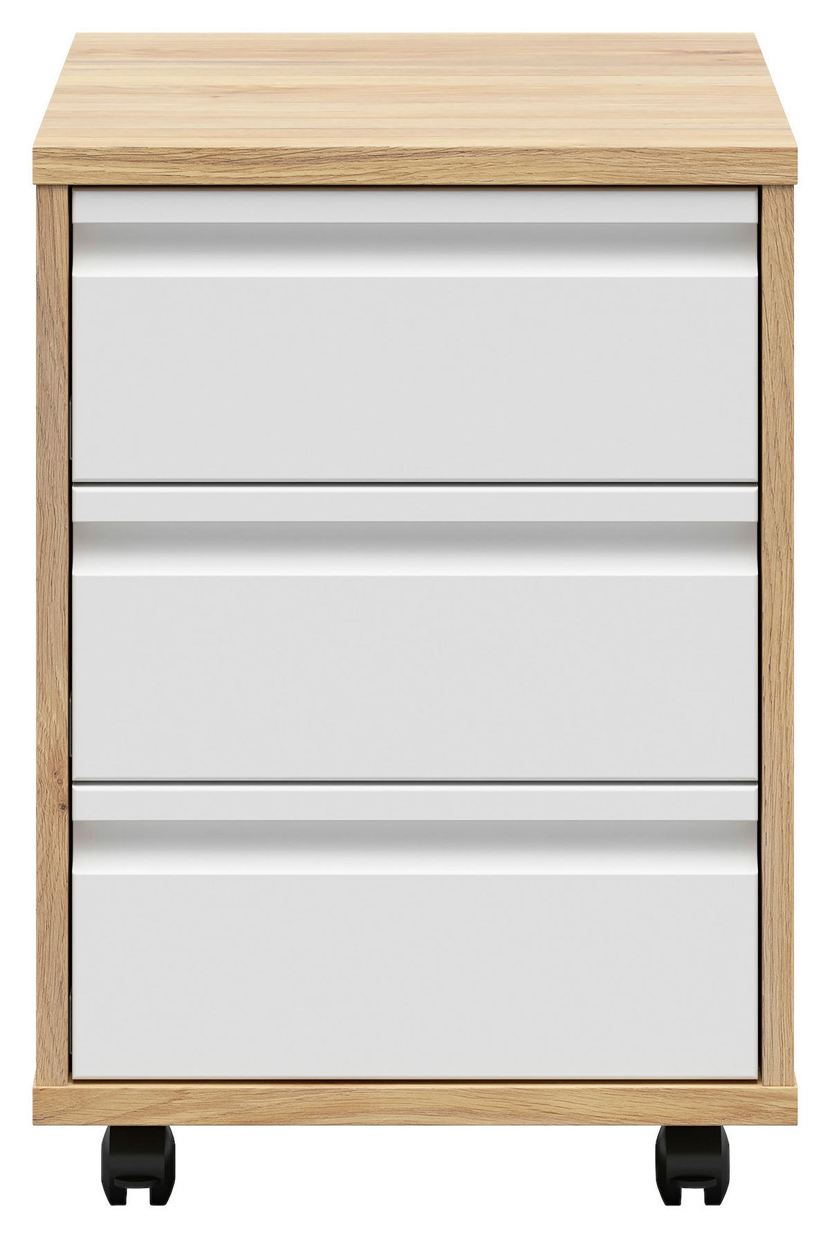 ROLLCONTAINER Weiß, Eichefarben  - Eichefarben/Weiß, KONVENTIONELL, Holzwerkstoff/Kunststoff (43/66,5/56cm) - Carryhome