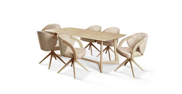 ARMLEHNSTUHL  Sitzfläche 360° drehbar   Taupe, Eichefarben  - Taupe/Eichefarben, KONVENTIONELL, Holz/Textil (59/85/57cm) - Linea Natura
