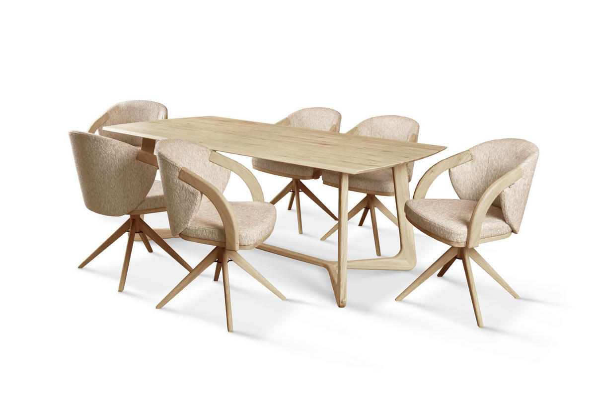 ARMLEHNSTUHL  Sitzfläche 360° drehbar   Taupe, Eichefarben  - Taupe/Eichefarben, KONVENTIONELL, Holz/Textil (59/85/57cm) - Linea Natura