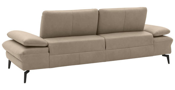 3-SITZER-SOFA Echtleder Beige  - Beige/Schwarz, Design, Leder/Metall (238/86/94cm) - Dieter Knoll