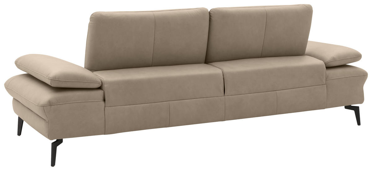3-SITZER-SOFA in Echtleder Beige  - Beige/Schwarz, Design, Leder/Metall (238/86/94cm) - Dieter Knoll