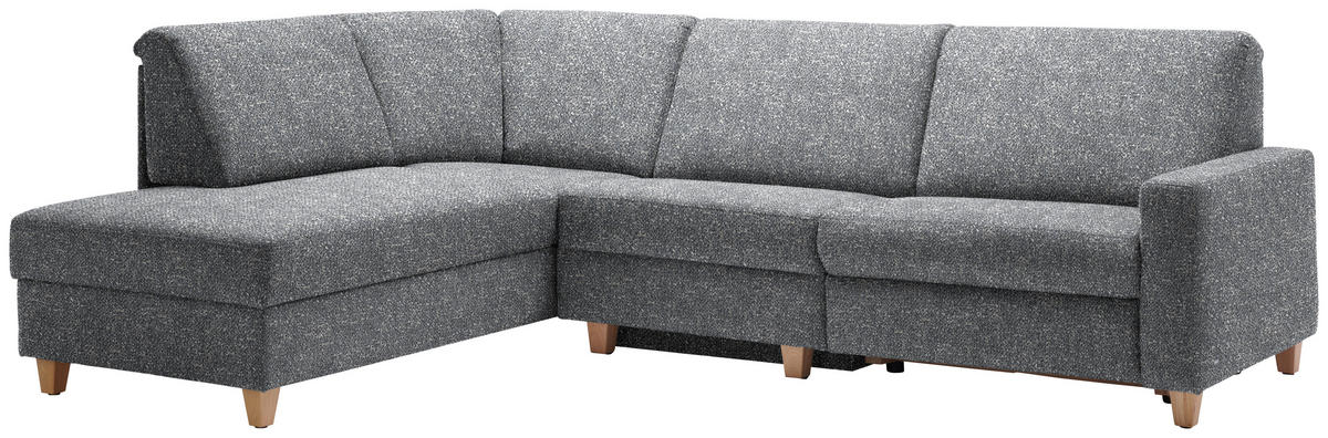 ECKSOFA  in Mikrovelours Grau  203/261 cm  - Eichefarben/Grau, KONVENTIONELL, Holz/Textil (203/261cm) - Sedda