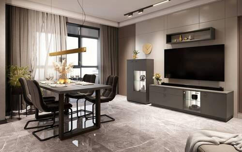 TV-ELEMENT 192/81/44 cm - Silberfarben/Grau, Design, Glas/Holzwerkstoff (192/81/44cm) - Livetastic
