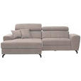 ECKSOFA in Velours Beige  - Beige/Schwarz, Design, Textil/Metall (181/267cm) - Carryhome