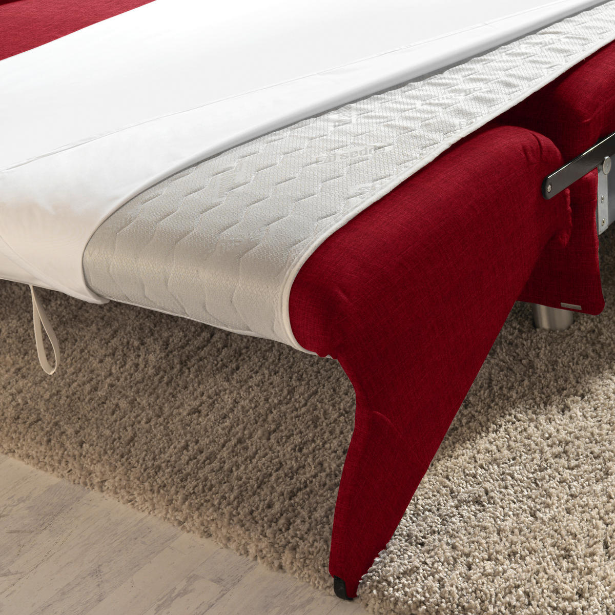 ECKSOFA in Chenille Rot  208/227 cm  - Rot/Alufarben, KONVENTIONELL, Textil/Metall (208/227cm) - Sedda