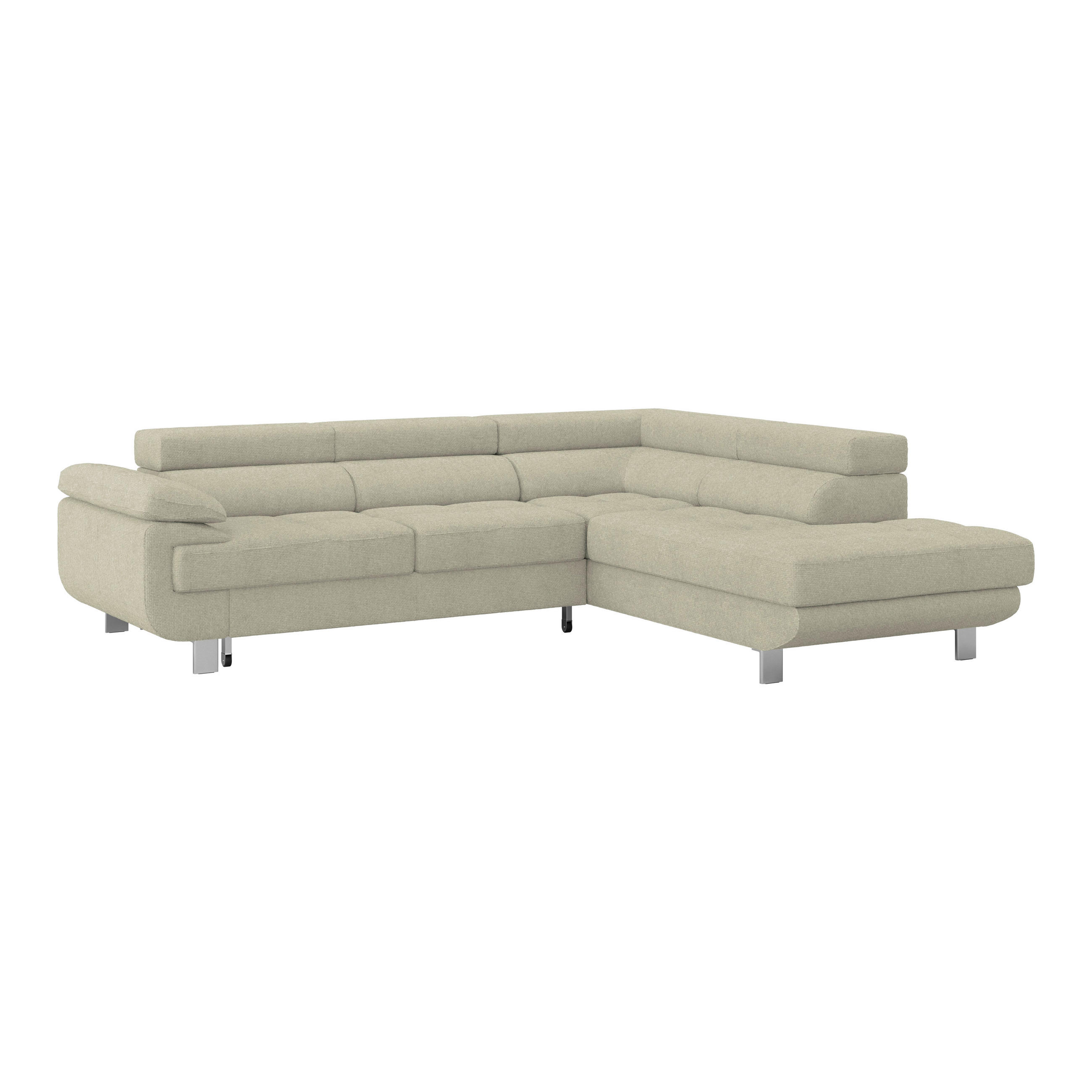 ECKSOFA in Drell Sandfarben  - Sandfarben, Modern, Textil/Metall (270/230cm) - MID.YOU