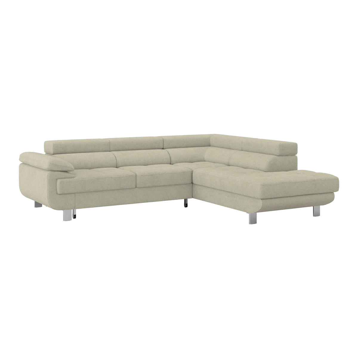 ECKSOFA in Drell Sandfarben  - Sandfarben, Modern, Textil/Metall (270/230cm) - MID.YOU