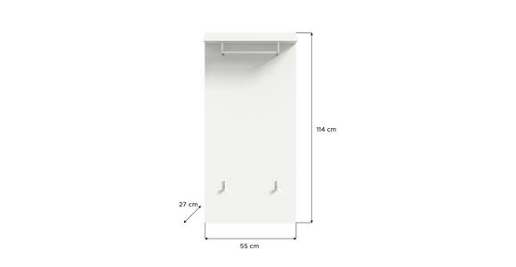 GARDEROBENPANEEL 55/114/27 cm  - Weiß Hochglanz/Weiß, Design, Holzwerkstoff (55/114/27cm) - Xora