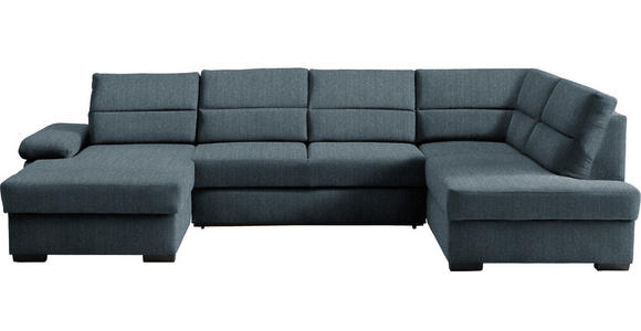 WOHNLANDSCHAFT  in Webstoff Blau  - Blau/Dunkelbraun, KONVENTIONELL, Kunststoff/Textil (166/319/183cm) - Cantus