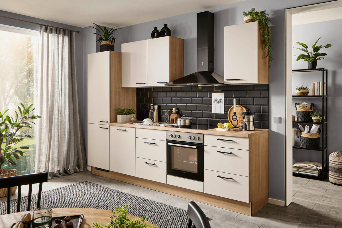 KÜCHENBLOCK XO 8  in Grau, Eichefarben  - Edelstahlfarben/Alteiche, Design, Holzwerkstoff/Metall - Xora